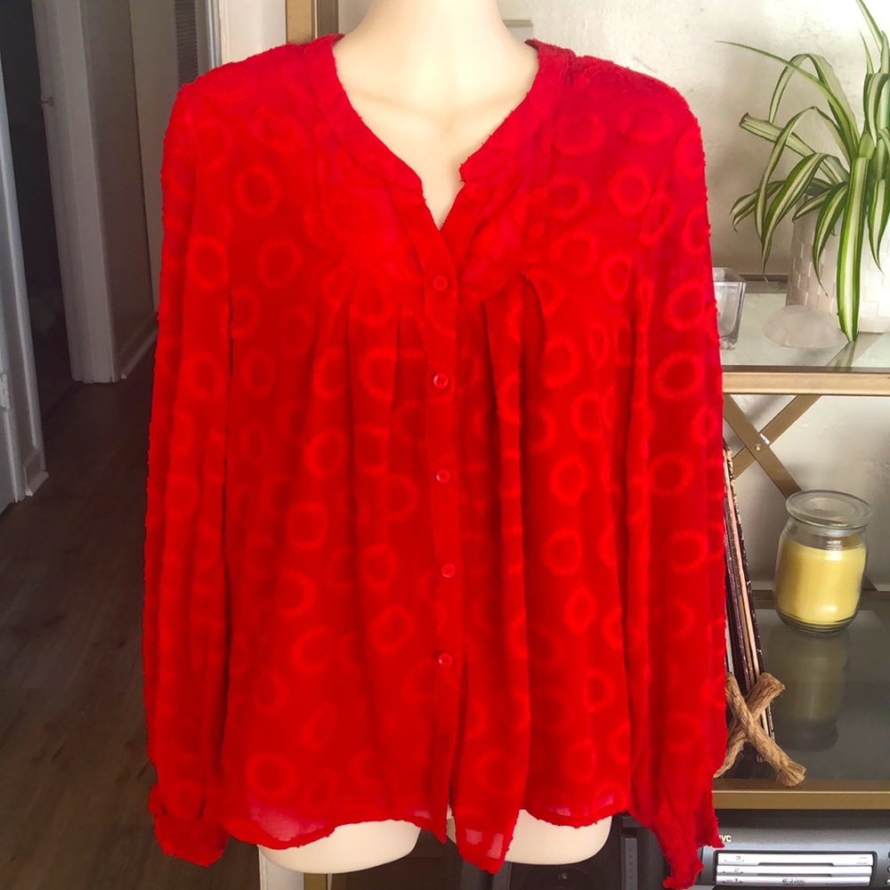 EUC Anthropologie Sunday in Brooklyn ✨ Red Sweetheart Blouse✨ $118 sz Med